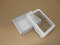 Krabice dno + víko s průhledem obdélník - bílá (190x145x50 mm)