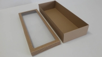 Dárková krabička s průhledem obdélník - hnědá (480x180x80 mm)