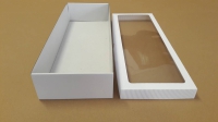 Dárková krabička s průhledem obdélník - bílá (480x180x80 mm)