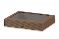 Dárková krabička s průhledem obdélník - hnědá (190x145x35 mm)