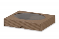 Dárková krabička s průhledem ovál – hnědá (190x145x35 mm)