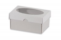 Dárková krabička s průhledem ovál – bílá (150x100x80 mm)