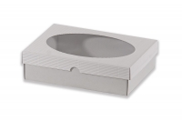 Dárková krabička s průhledem ovál – bílá (250x190x70 mm)