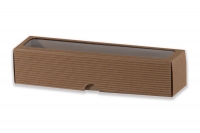 Dárková krabička s průhledem obdélník – hnědá (270x60x58 mm)