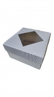 Dárková krabička s průhledem obdélník – bílá (260x250x150 mm)