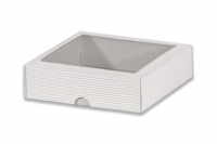 Dárková krabička dno + víko s průhledem - bílá (175x175x50 mm)