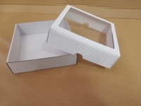 Dárková krabička dno + víko s průhledem - bílá (175x175x50 mm)
