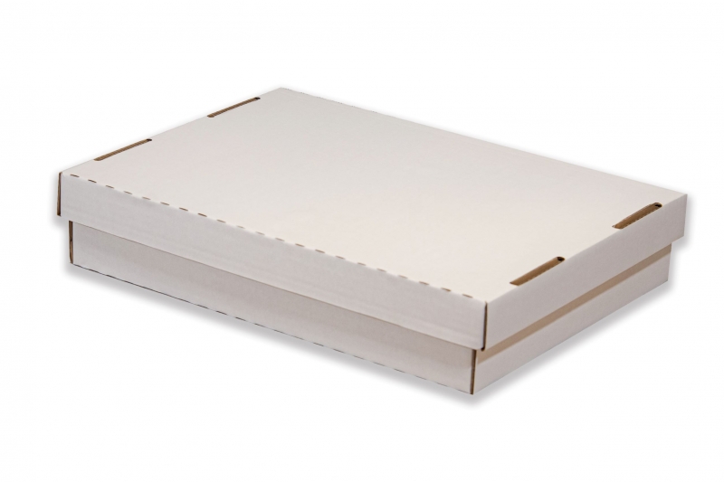 Krabice dno + víko - bílo-hnědá (400x305x80 mm)