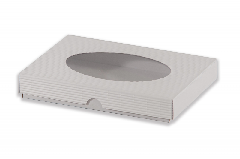 Dárková krabička s průhledem ovál – bílá (220x170x35 mm)
