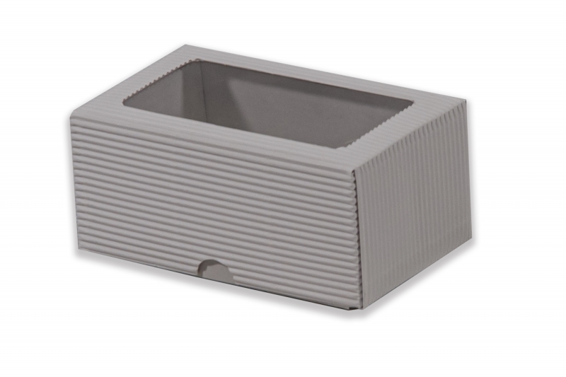 Dárková krabička s průhledem obdélník - bílá (135x95x65 mm)
