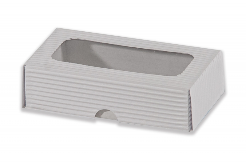 Dárková krabička s průhledem obdélník - bílá (120x70x35 mm)