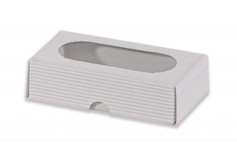 Dárková krabička s průhledem ovál – bílá (120x70x35 mm)