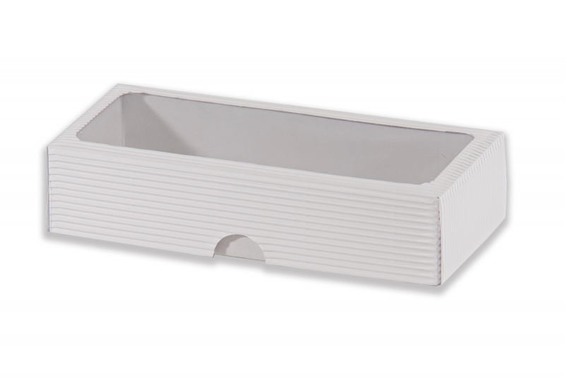 Dárková krabička s průhledem obdélník - bílá (220x90x48 mm)