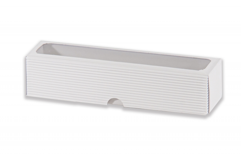 Dárková krabička s průhledem obdélník – bílá (270x60x58 mm)