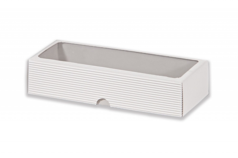 Dárková krabička s průhledem obdélník – bílá (270x105x60 mm)