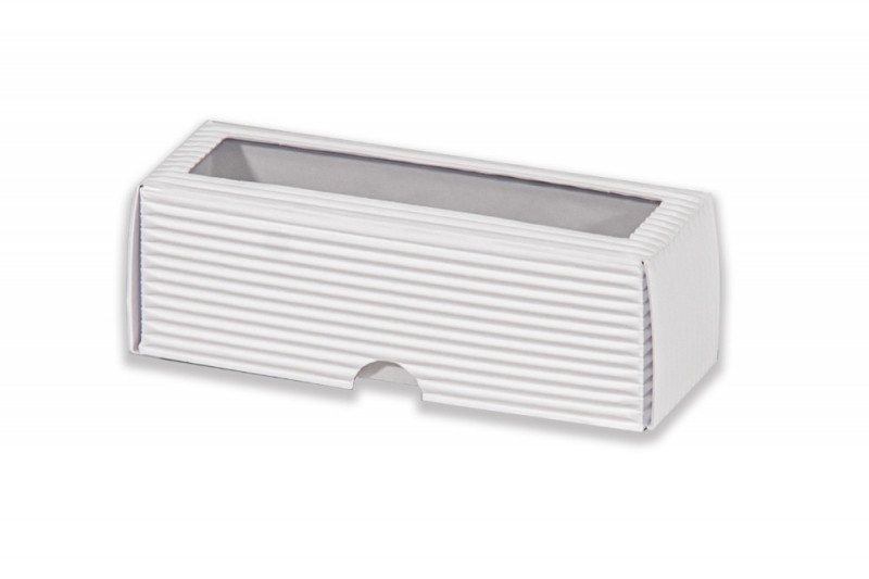 Dárková krabička s průhledem obdélník - bílá (140x45x45 mm)