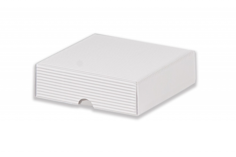 Dárková krabička bez průhledu – bílá (120x120x35 mm)