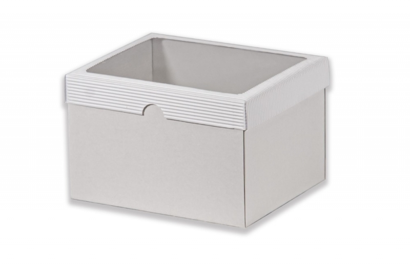 Dárková krabička s průhledem obdélník – bílá (230x190x150 mm)